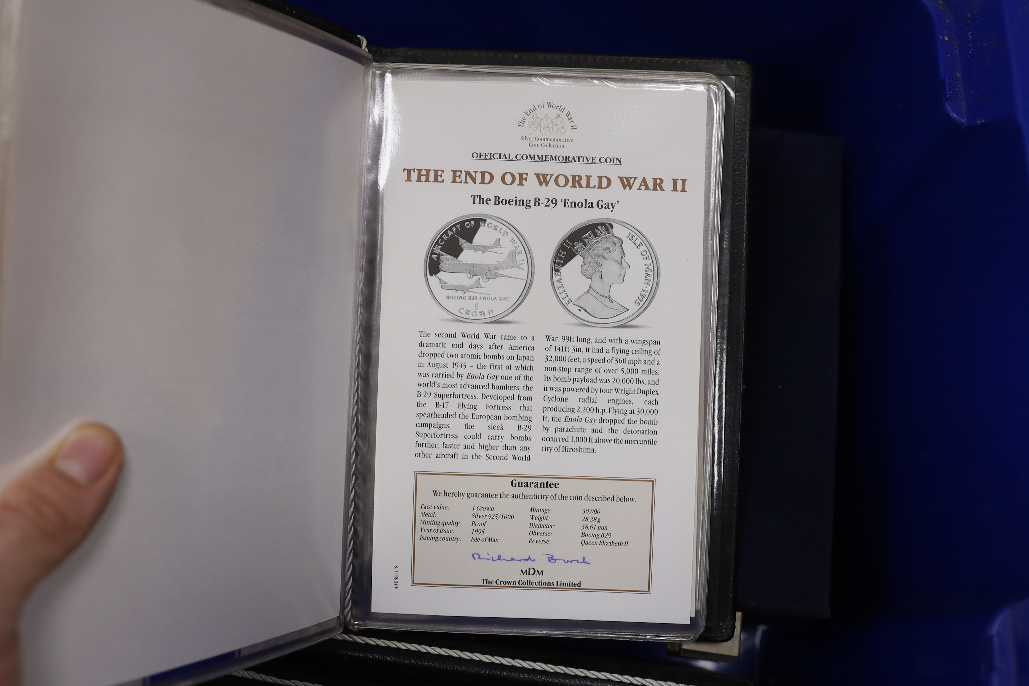 MDM Crown collections, 29 QEII proof silver commemorative crowns, Isle of Man, Gibraltar, Guernsey, Tuvalu etc., End of World War II, ships and explorers, and HM Queen Mother, three cases